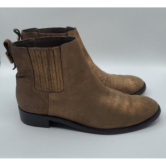 Tory Burch Wade Chelsea Gold Shimmer Leather Ankle Boot Women's 9M /40 - Picture 6 of 12